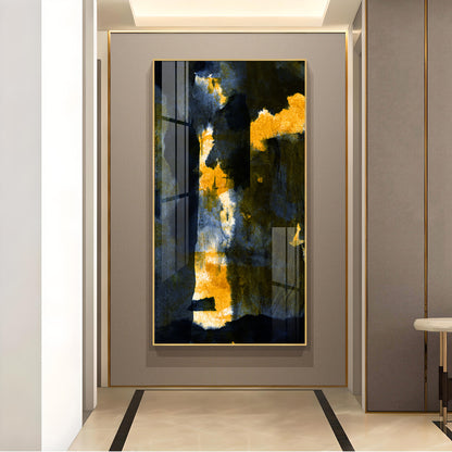 Golden Nightfall Glass Finish Vertical Wall Art