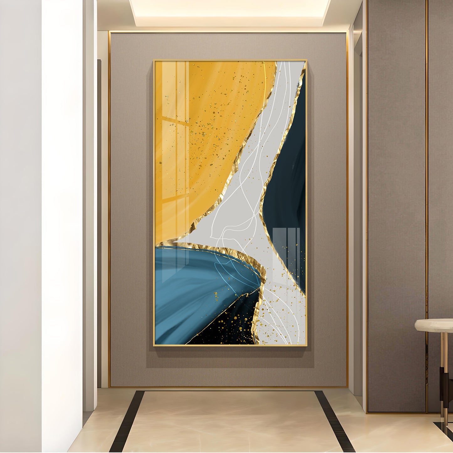 Luminous Depths Glass Finish Vertical Wall Art