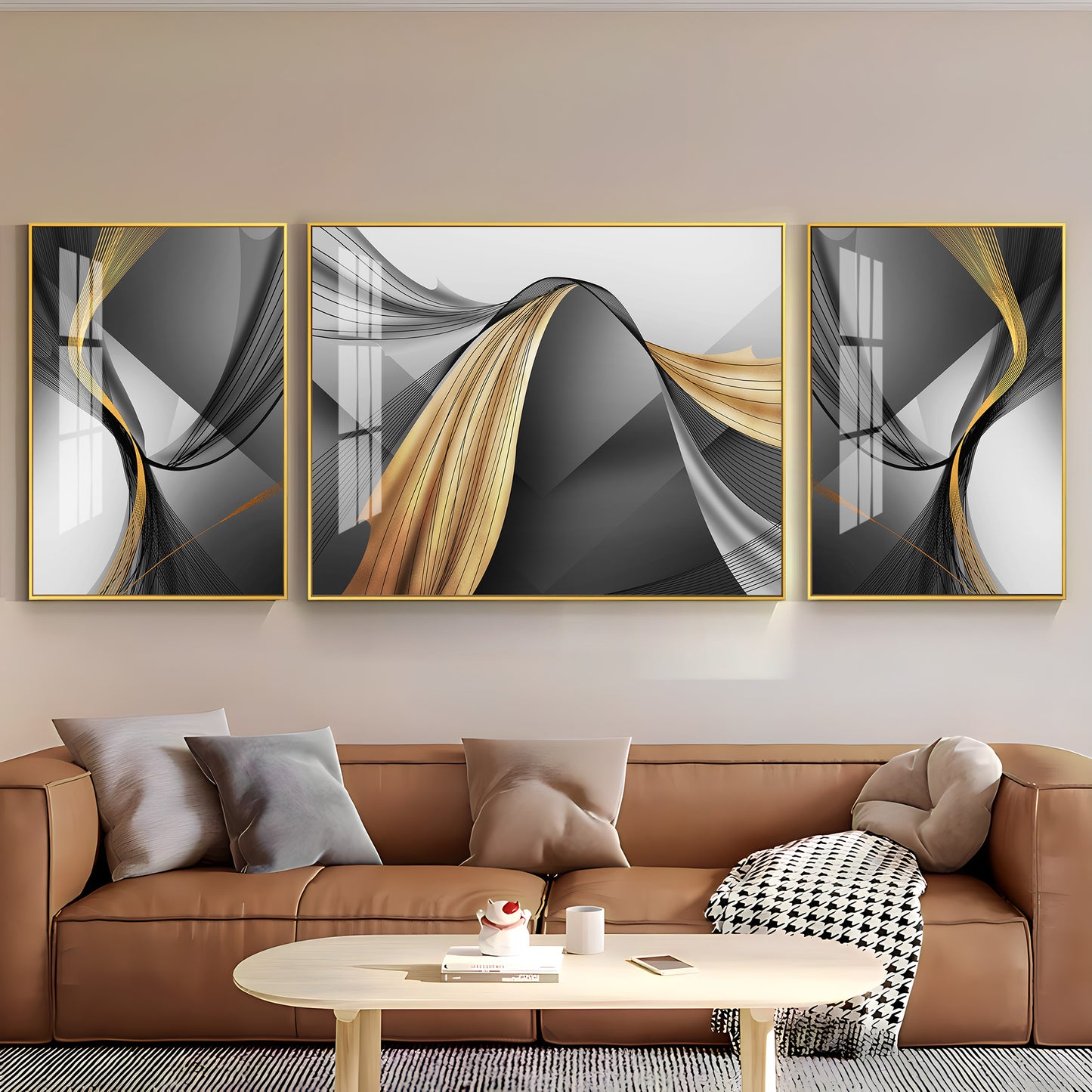 Reflective Art Glass Finish Wall Art (Set Of 3)