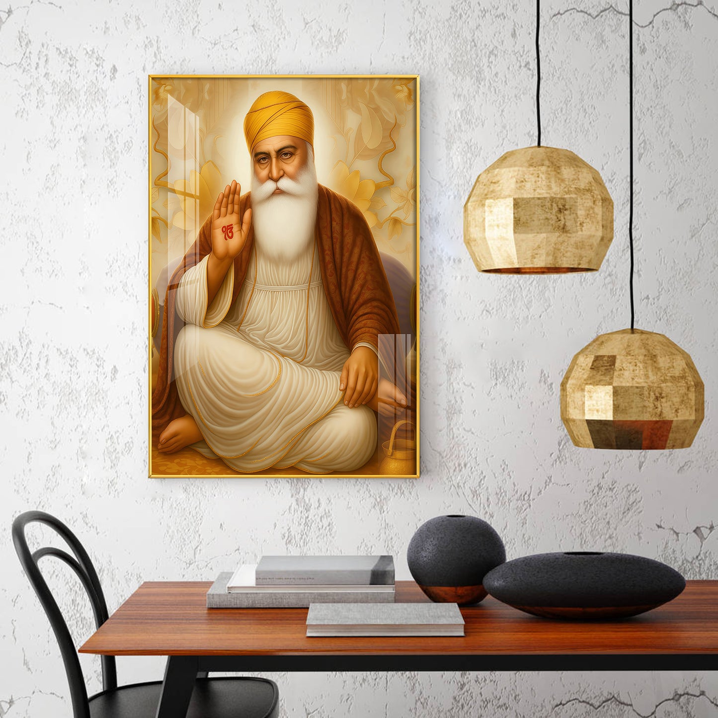 Spiritual Waheguru ji Glass Finish Vertical Wall Art