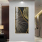 Golden Abyss Glass Finish Vertical Wall Art