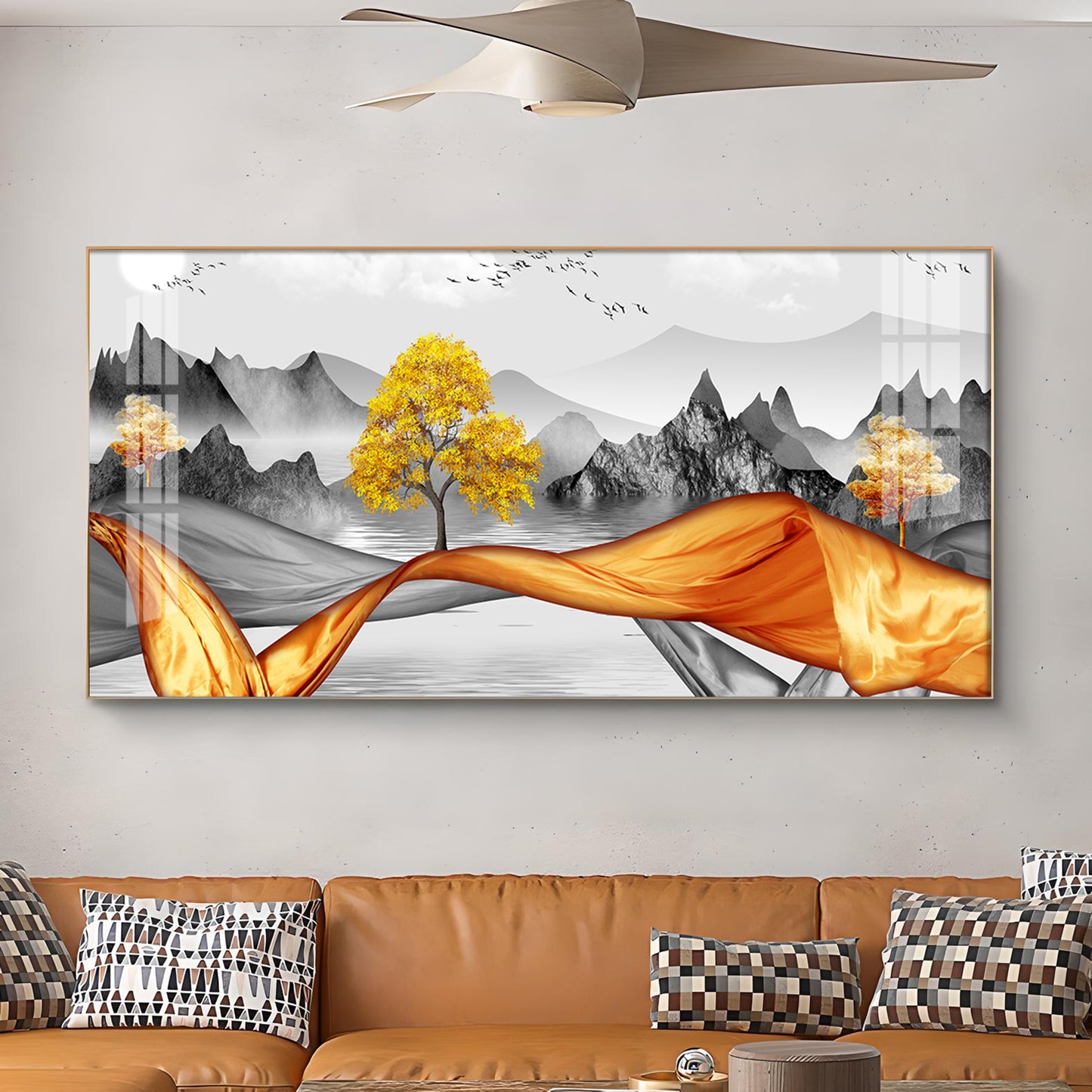 Autumnal Elegance Glass Finish Horizontal Wall Art