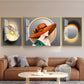 Girl With Orange Hat Glass Finish Wall Art (Set Of 3)