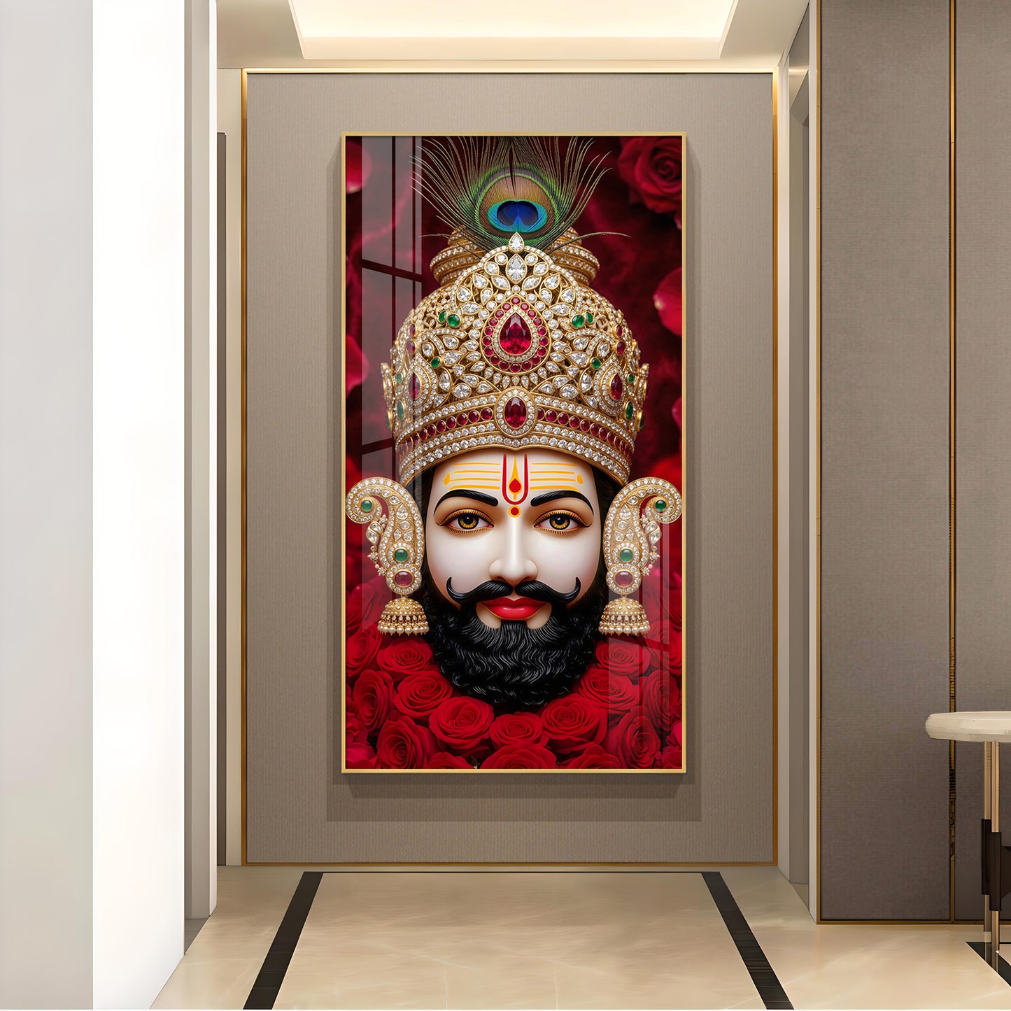 Shyam Baba Glass Finish Vertical Wall Art