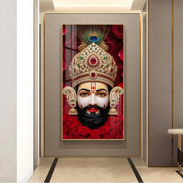 Shyam Baba Glass Finish Vertical Wall Art