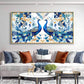 Two Peacock Looking Each Other Glass Finish Horizontal Wall Art
