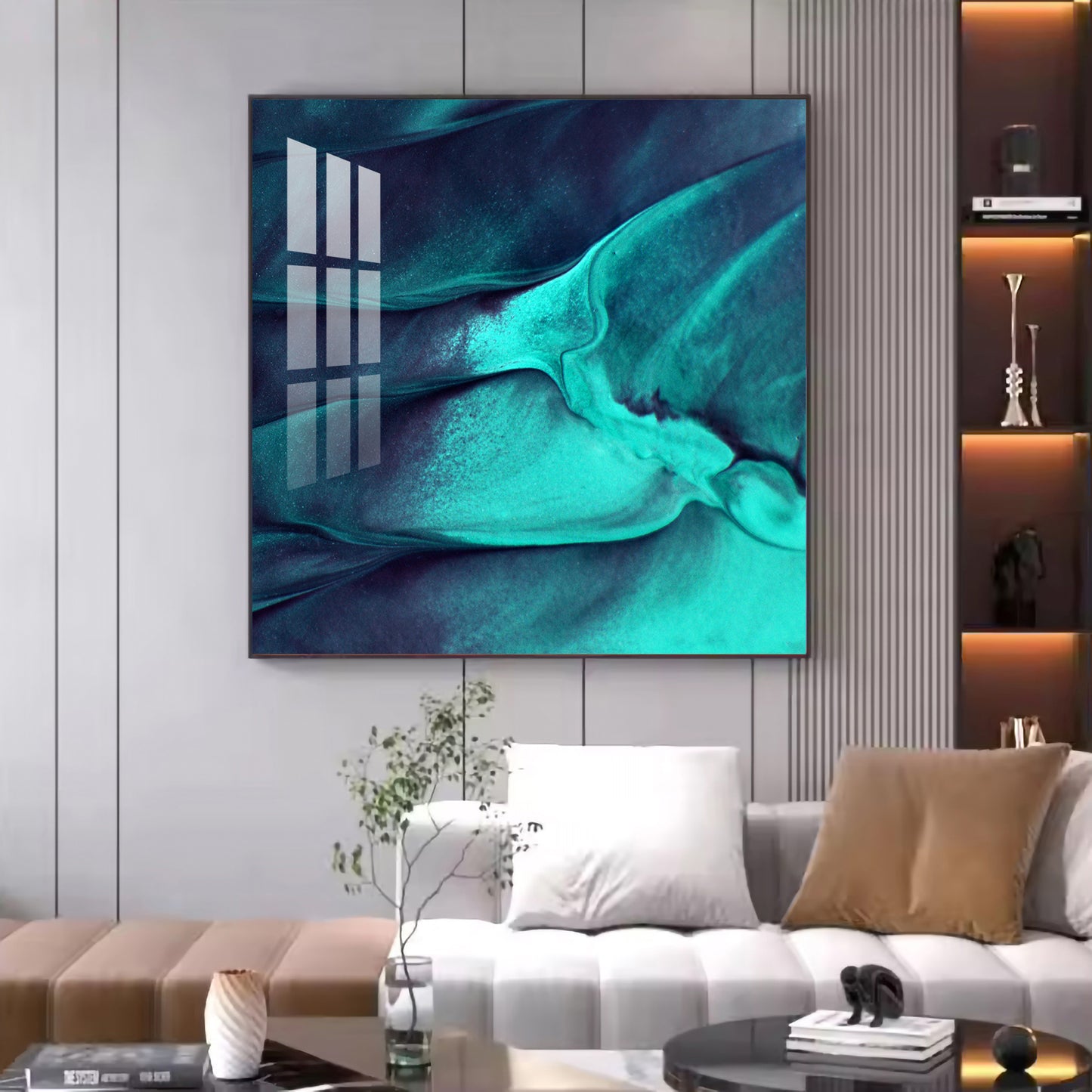 Azure Wave Masterpiece Glass Finish Square Wall Art