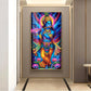Jai Shree Krishna Glass Finish Vertical Wall Art