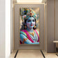 Lord Jai Shri Krishna Glass Finish Vertical Wall Art