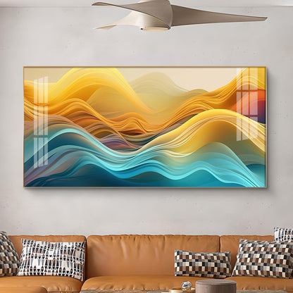 Waves Elegance Glass Finish Horizontal Wall Art