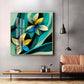 Shaded Contemporary Bloom Glass Finish Square Wall Art