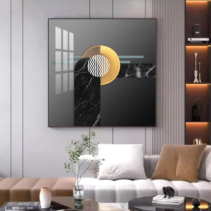 Black and Gold Glass Finish Square Wall Art