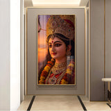 Maa Durga Glass Finish Vertical Wall Art