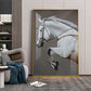 Black & Gold Harmony Horse Glass Finish Vertical Wall Art