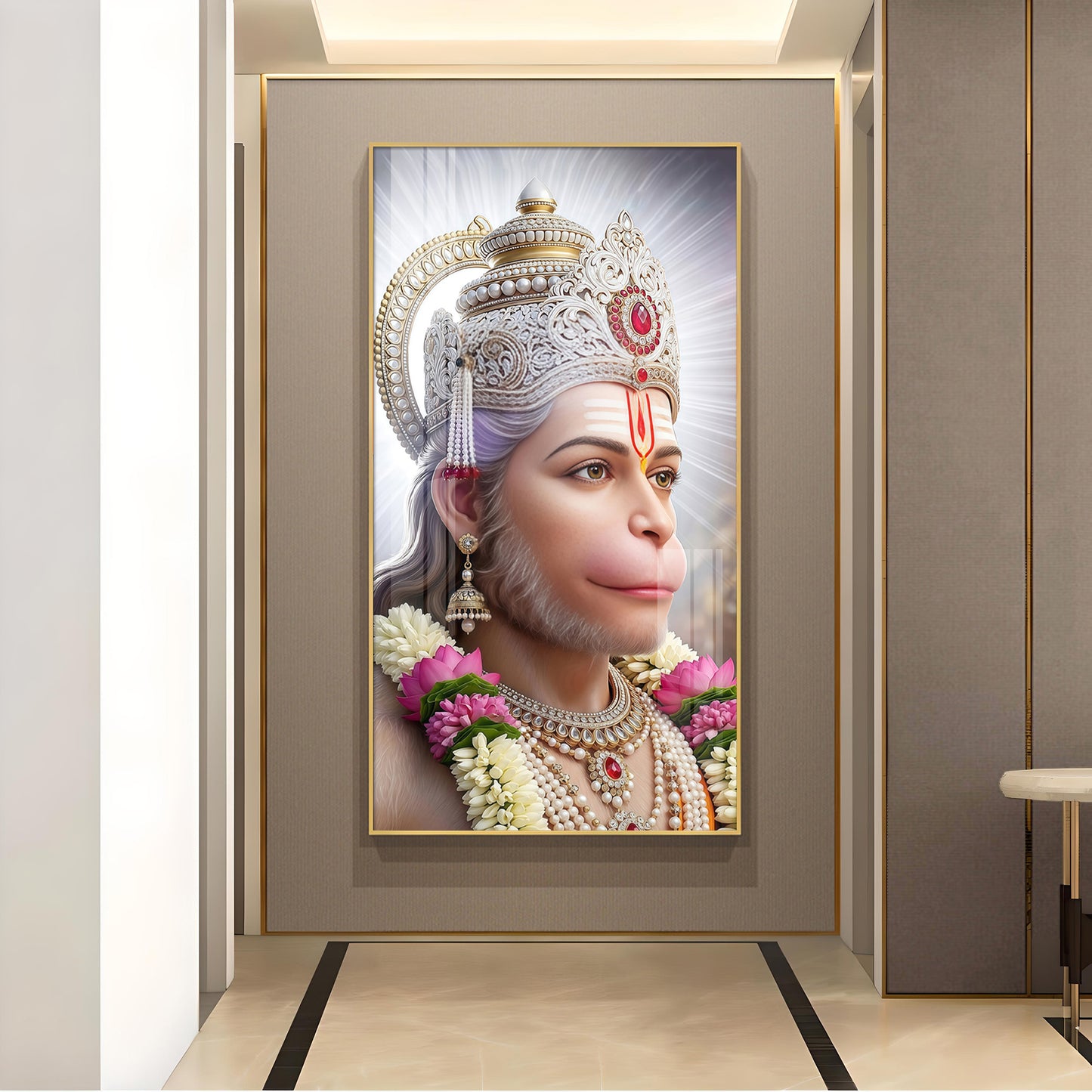Pavan Putra Hanuman Ji Glass Finish Vertical Wall Art
