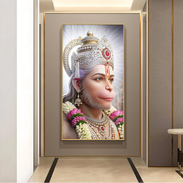 Pavan Putra Hanuman Ji Glass Finish Vertical Wall Art