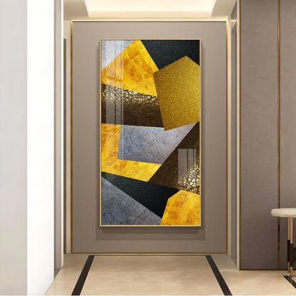 Black and Gold Abstract Vision Glass Finish Vertical Wall Art