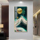 Deer with Golden Moon Glass Finish Vertical Wall Art