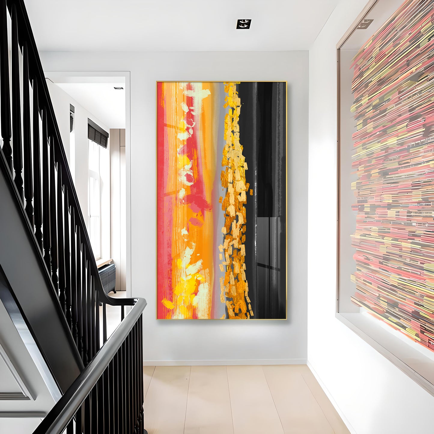 Fiery Essence Glass Finish Vertical Wall Art