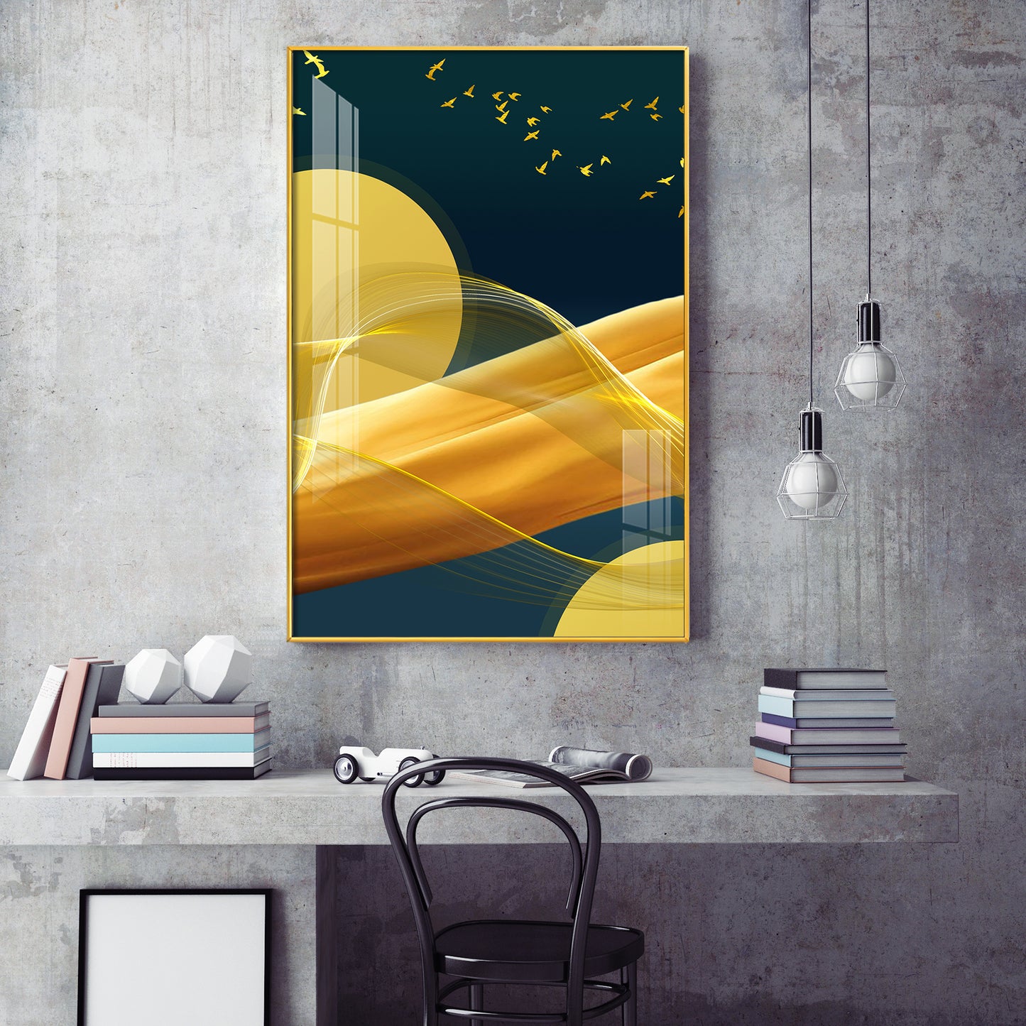 Sunlit Wave Mural Glass Finish Vertical Wall Art