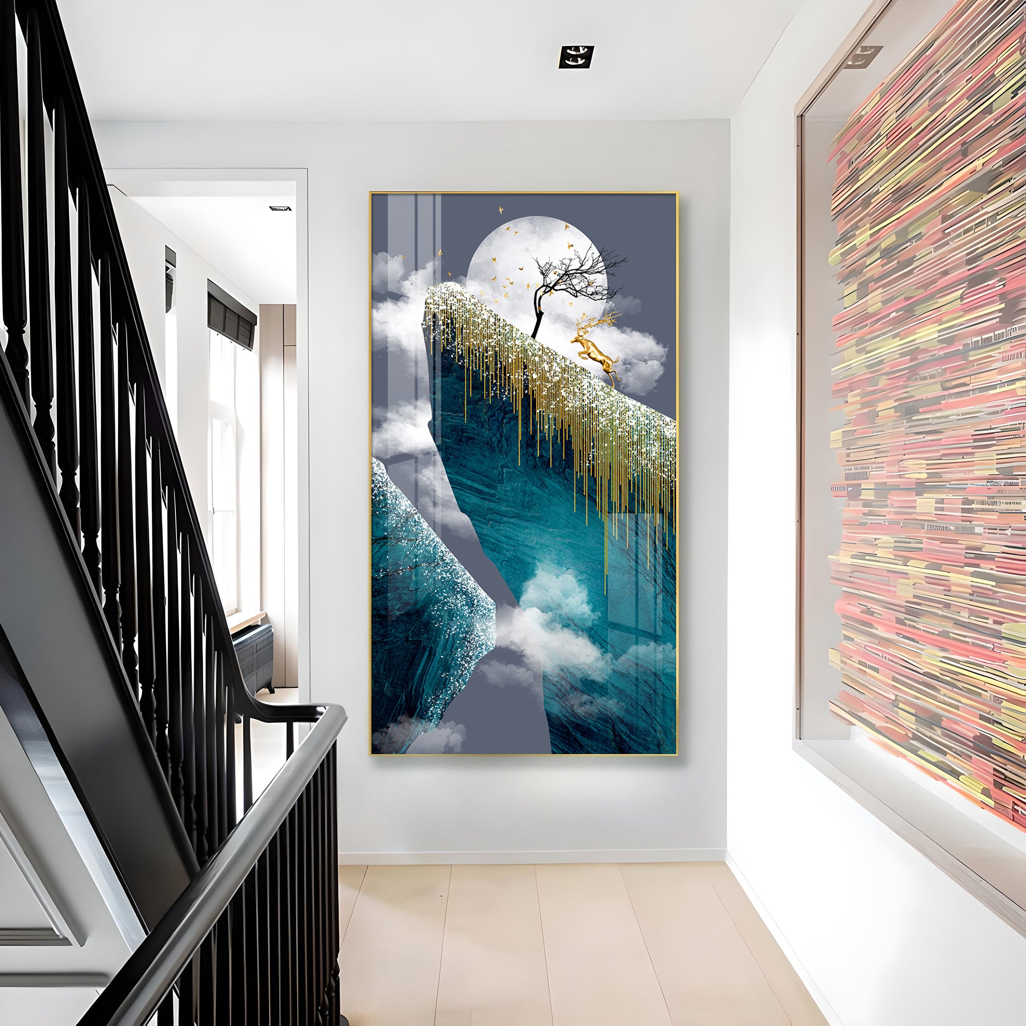 Frosted Heights Glass Finish Vertical Wall Art