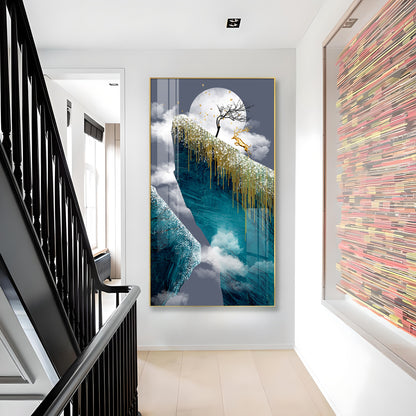 Frosted Heights Glass Finish Vertical Wall Art