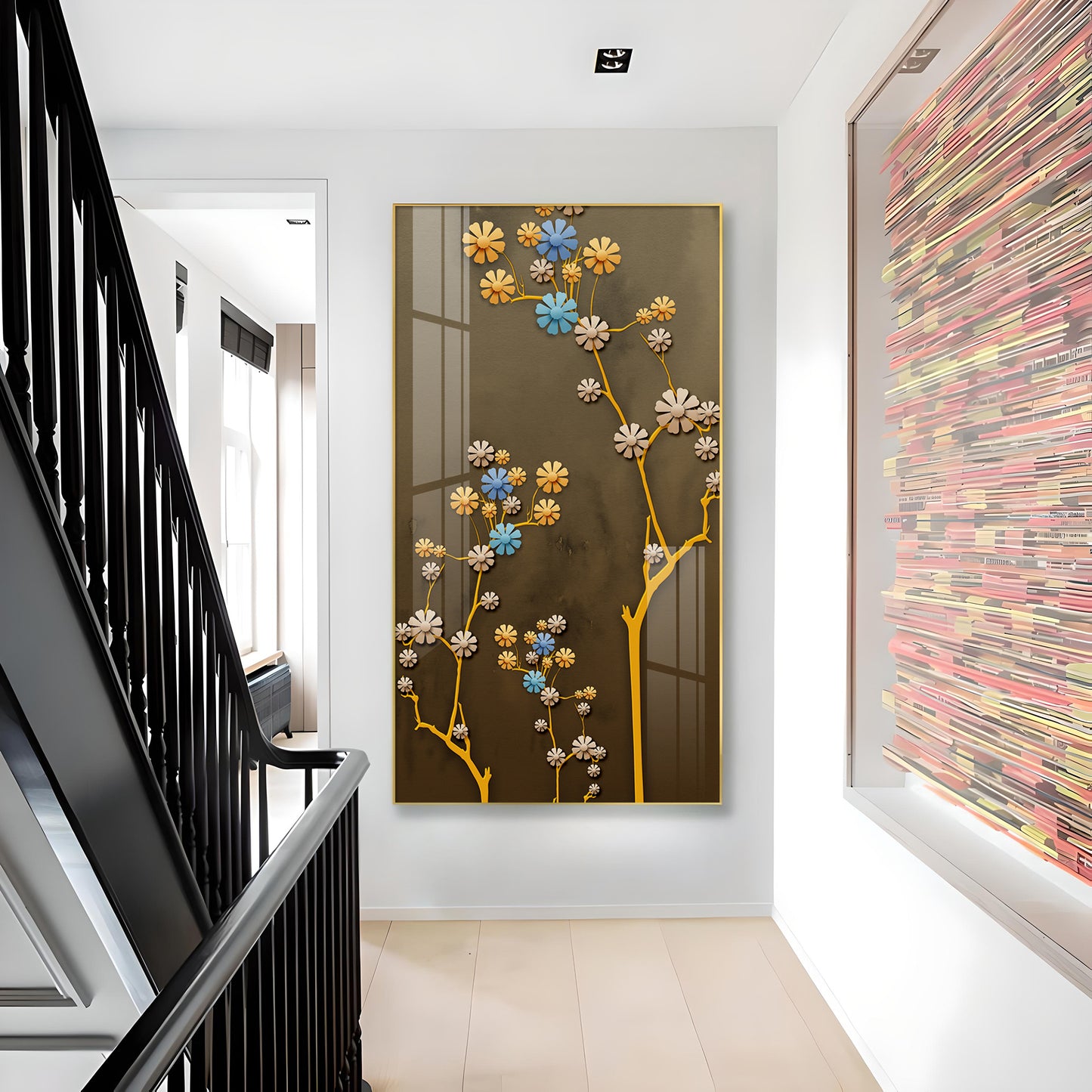 Blossom Mural Glass Finish Vertical Wall Art