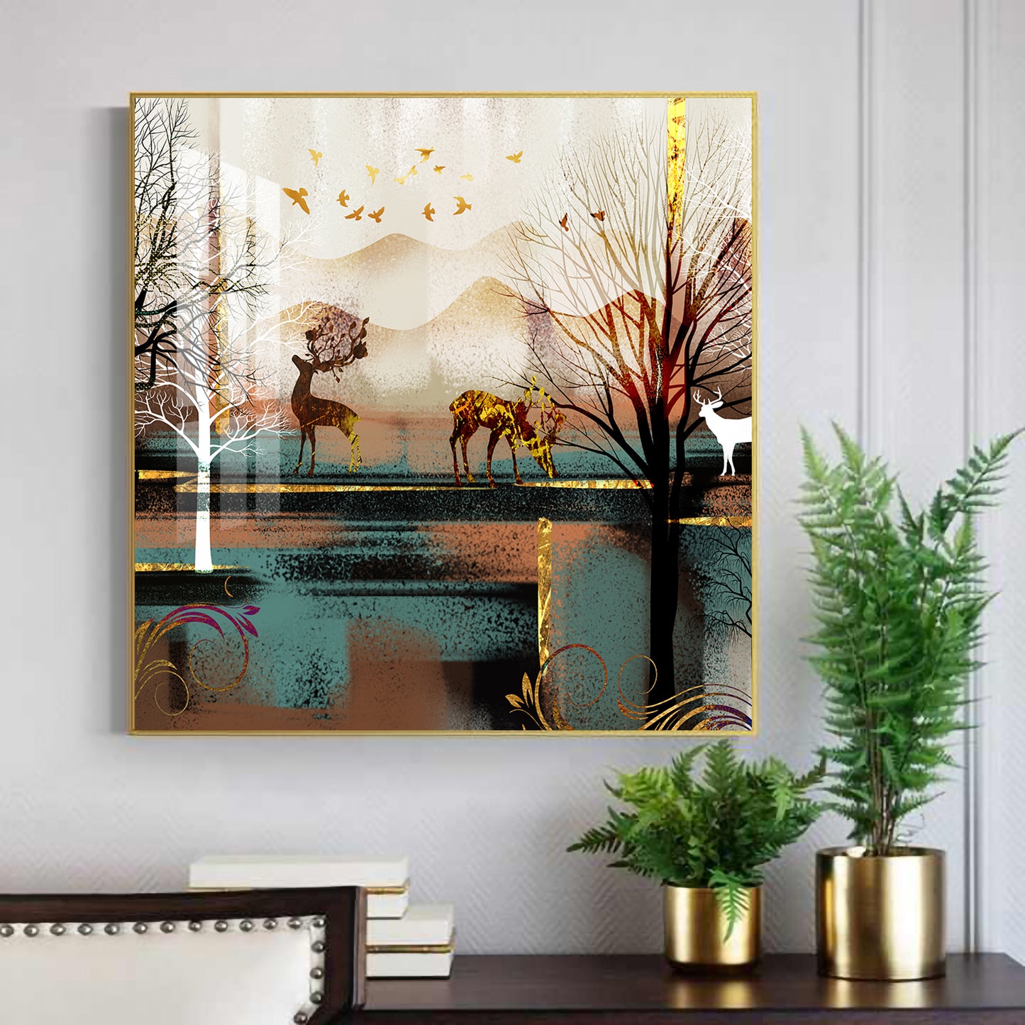 Modern Wildlife Glass Finish Square Wall Art