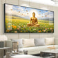 Buddha In Peaceful Nature Glass Finish Horizontal Wall Art