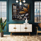Leaves and Stones Glass Finish Square Wall Art