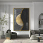 Golden Harmony Glass Finish Vertical Wall Art