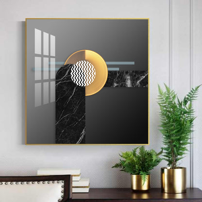 Black and Gold Glass Finish Square Wall Art