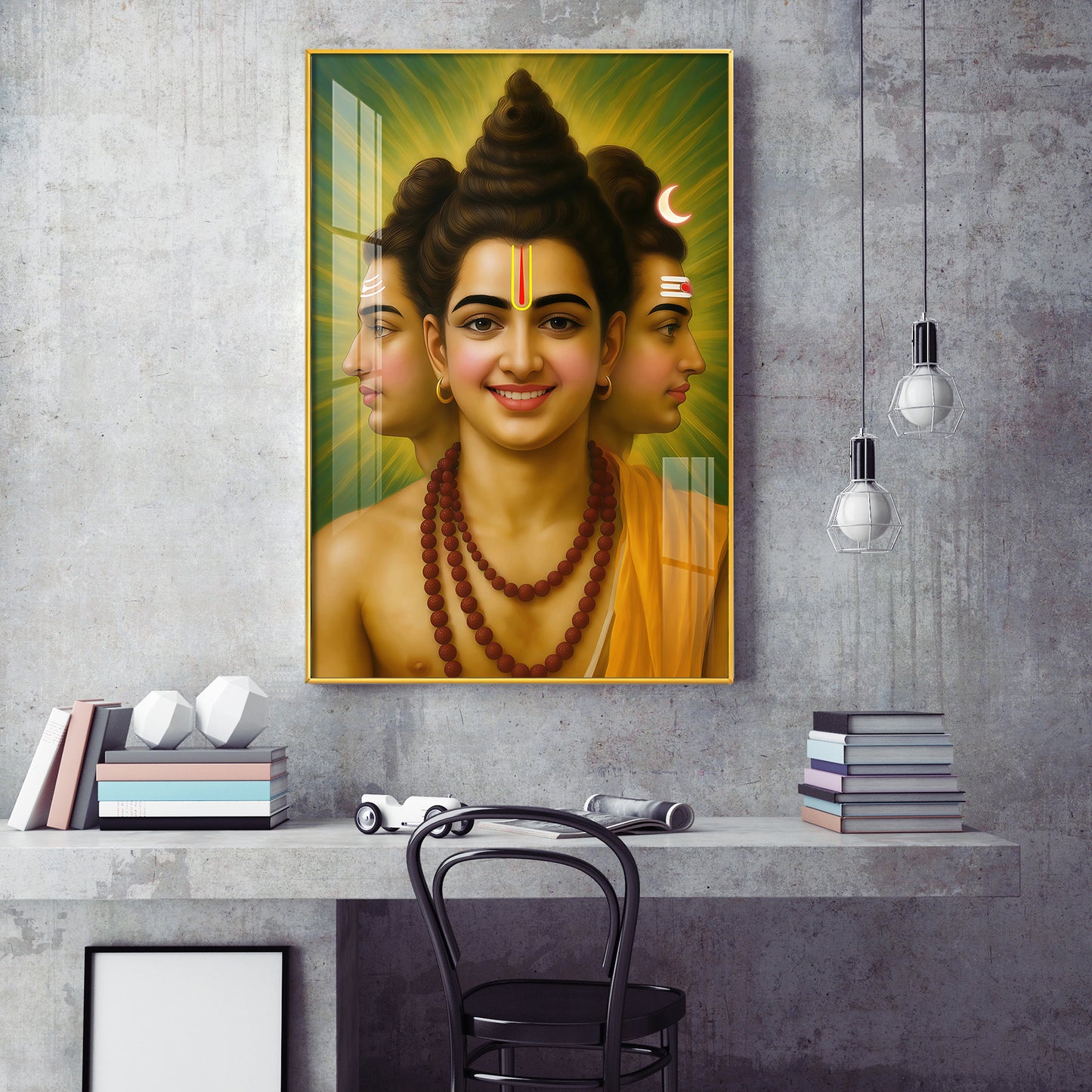 Sri Dattatreya Swami Glass Finish Vertical Wall Art