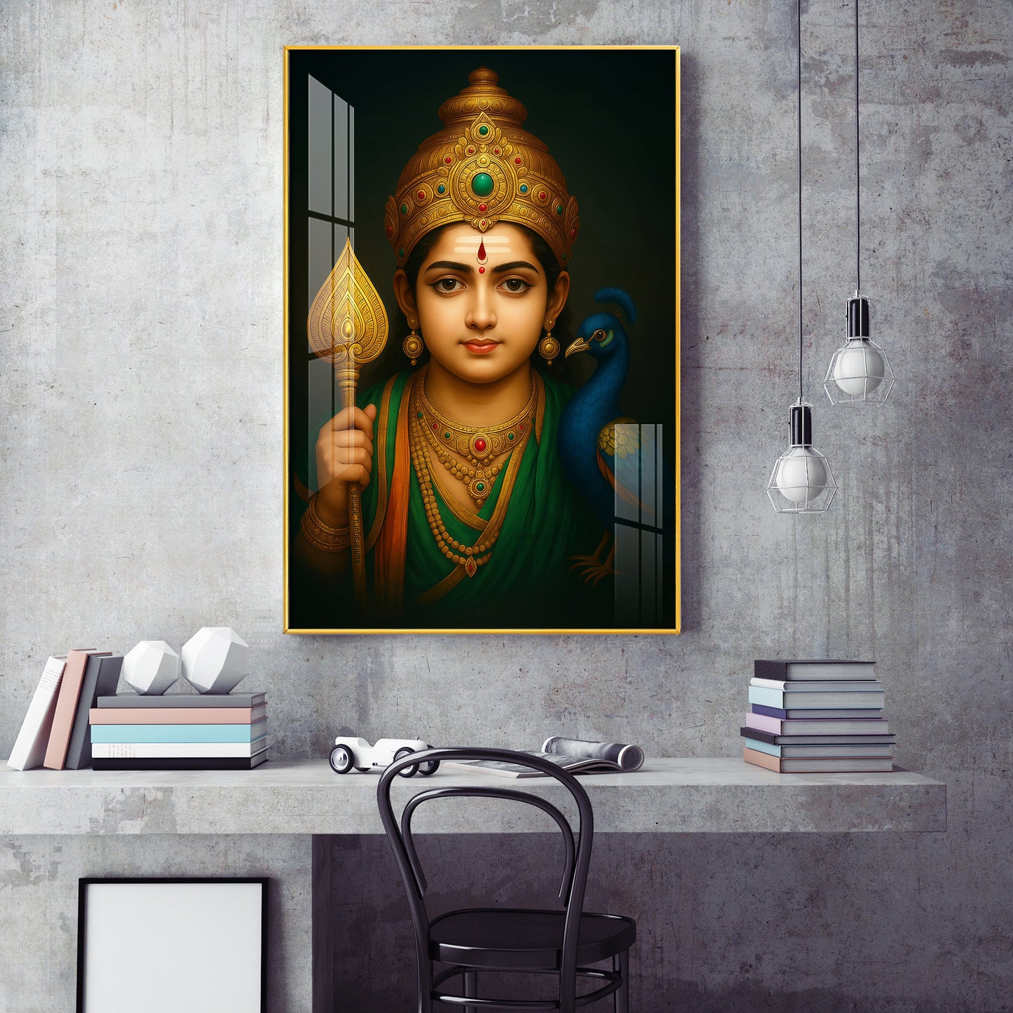 Colorful Kartikey Glass Finish Vertical Wall Art