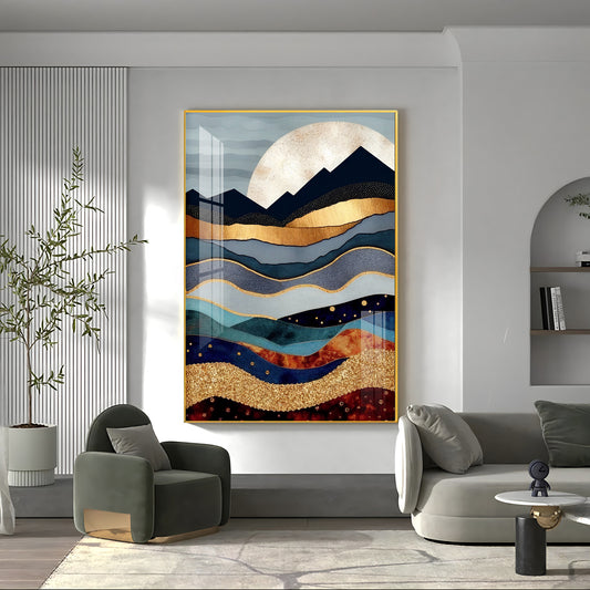 Mountain Peaks Glass Finish Veritcal Wall Art