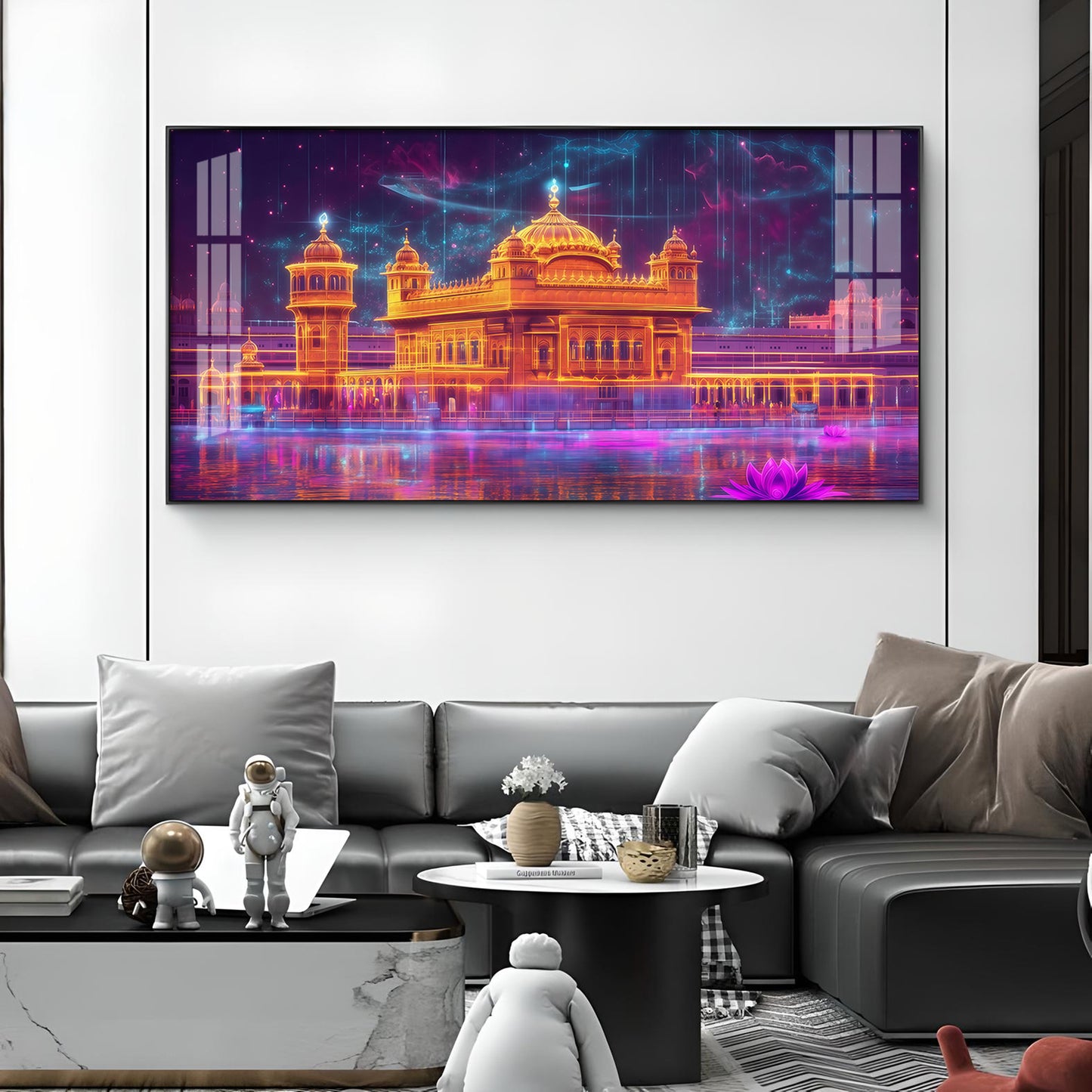 Sri Harmandir Sahib Glass Finish Horizontal Wall Art