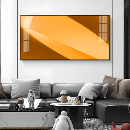 Orange Color Multi Shade Glass Finish Horizontal Wall Art