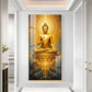 Golden Budha's Aura Glass Finish Vertical Wall Art