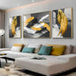 Golden & White Feather Glass Finish Wall Art (Set Of 3)