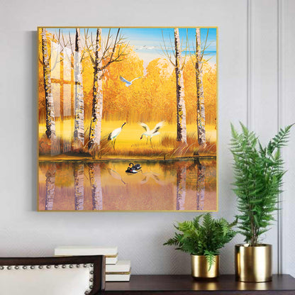 Lakeside Harmony Glass Finish Square Wall Art