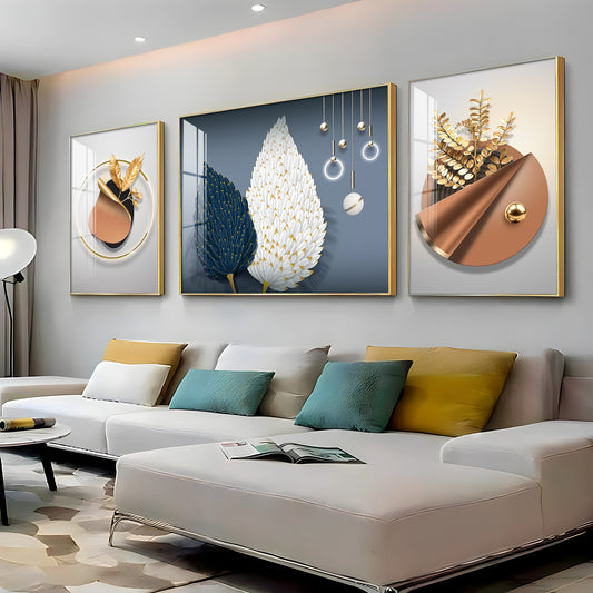 Blossom of Expression Glass Finish Wall Art (Set Of 3)