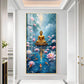 Meditating Budha With Lotus Glass Finish Vertical Wall Art