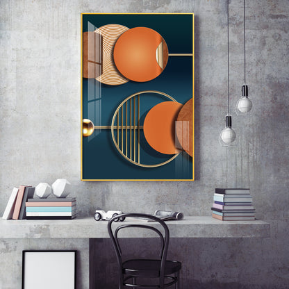 Golden Ember Glass Finish Vertical Wall Art