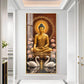 Meditating Budha With Swarn Glass Finish Vertical Wall Art