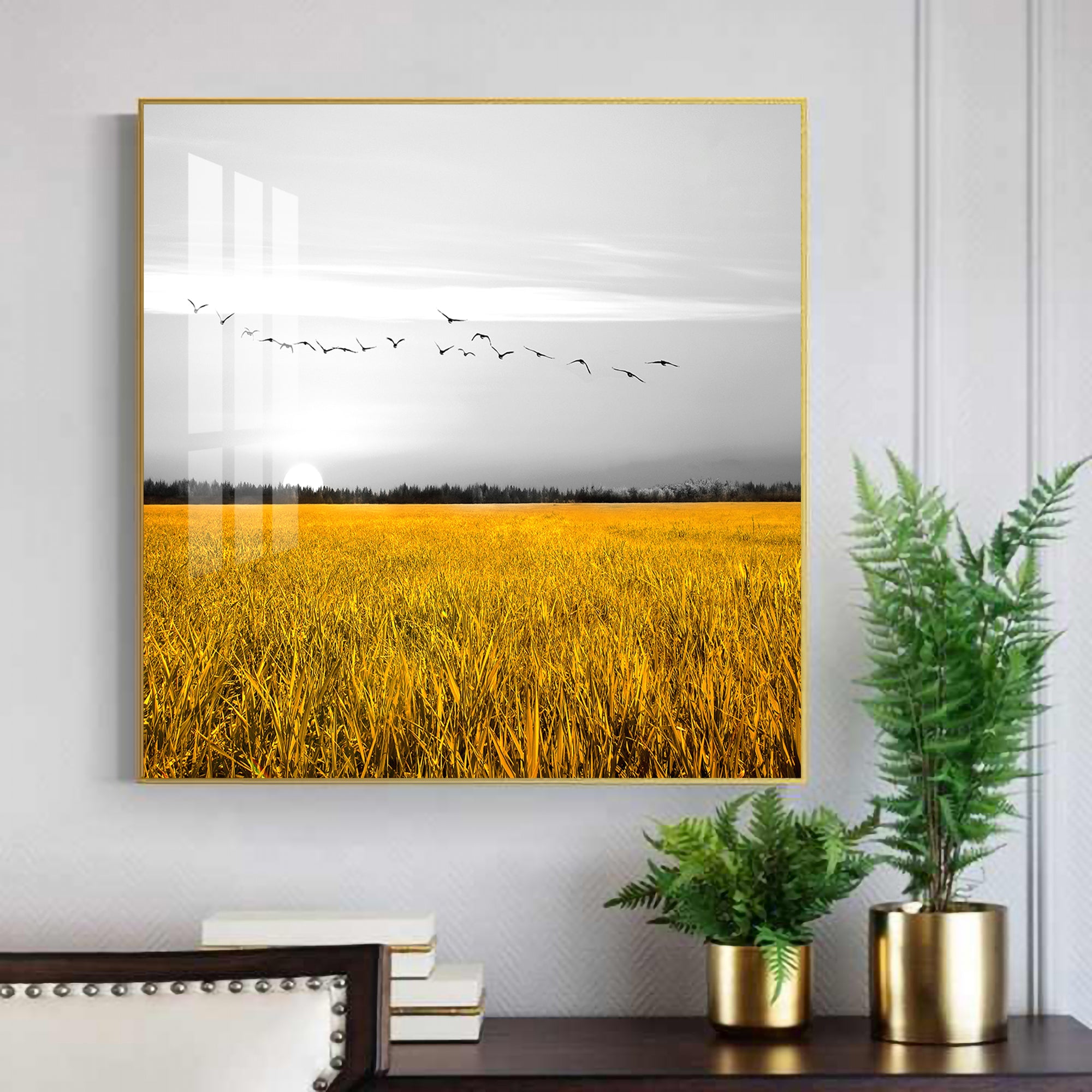 Fields of Freedom Glass Finish Square Wall Art