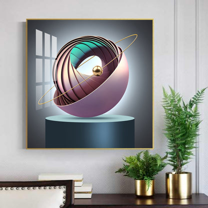 Aureate Ringed Sphere Glass Finish Square Wall Art