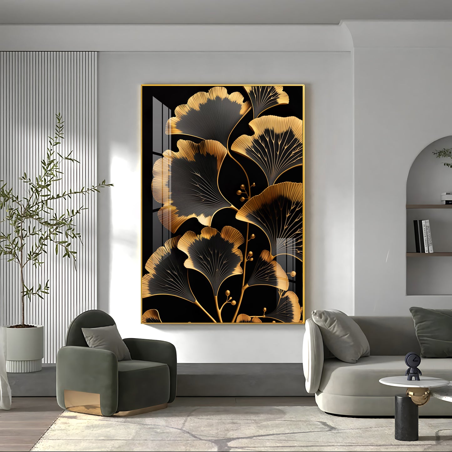 Midnight Petal Glass Finish Vertical Wall Art