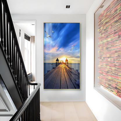 Seagull's Haven Glass Finish Vertical Wall Art