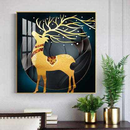 Ethereal Antlers Glass Finish Square Wall Art