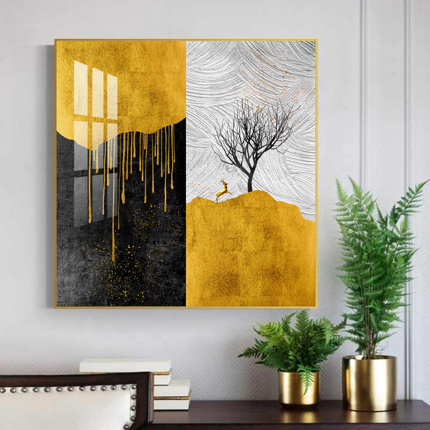 Majestic Tree Glass Finish Square Wall Art